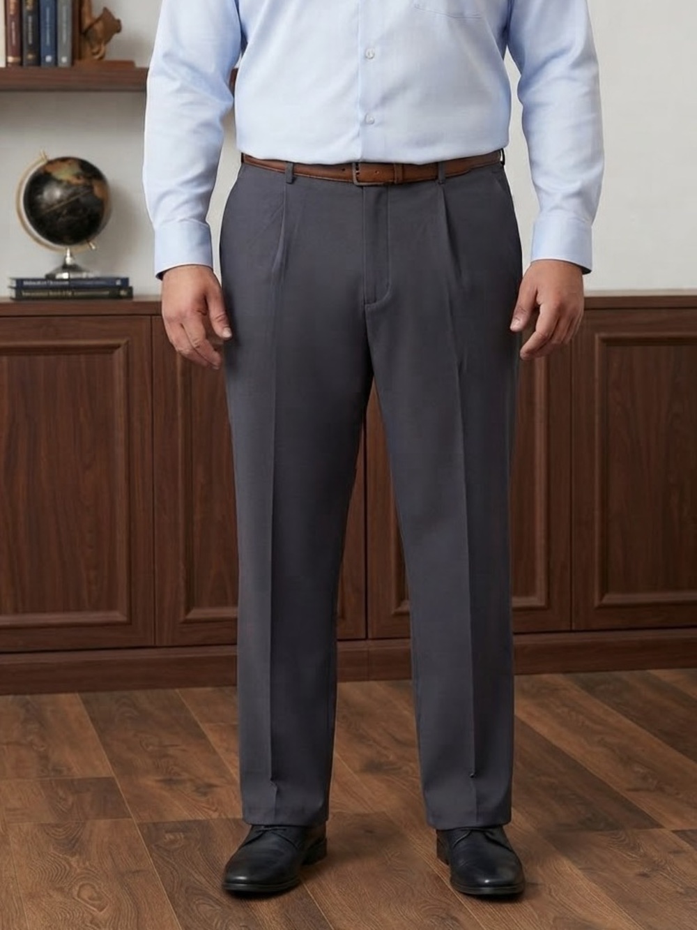 NWT Men's Dark Gray Dress Pants Size XL 40x28 Classic Business Slacks